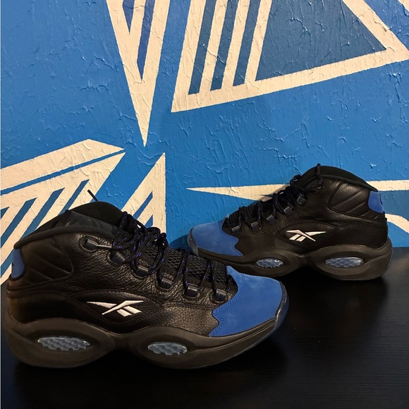 Reebok Question Mid Black Vector Blue - Picture 1 of 8